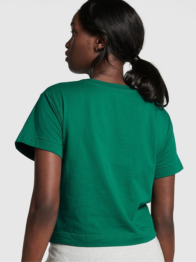 Victoria's Secret PINK Garnet Green Short Sleeve Shrunken T-Shirt - Image 2 of 4