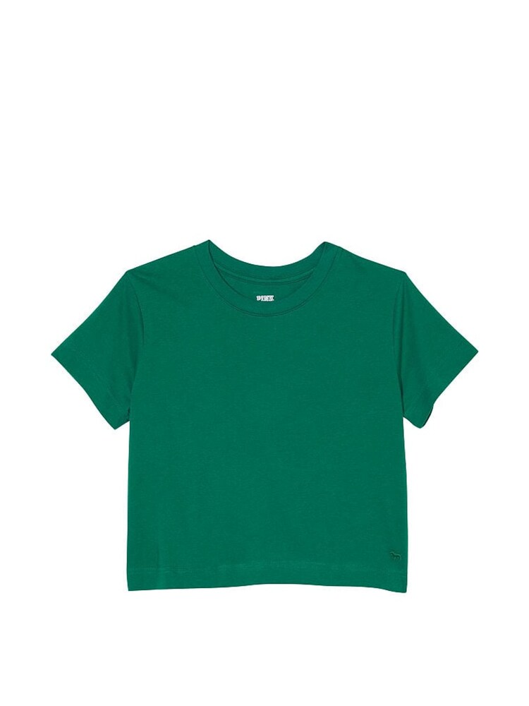 Victoria's Secret PINK Garnet Green Short Sleeve Shrunken T-Shirt - Image 4 of 4