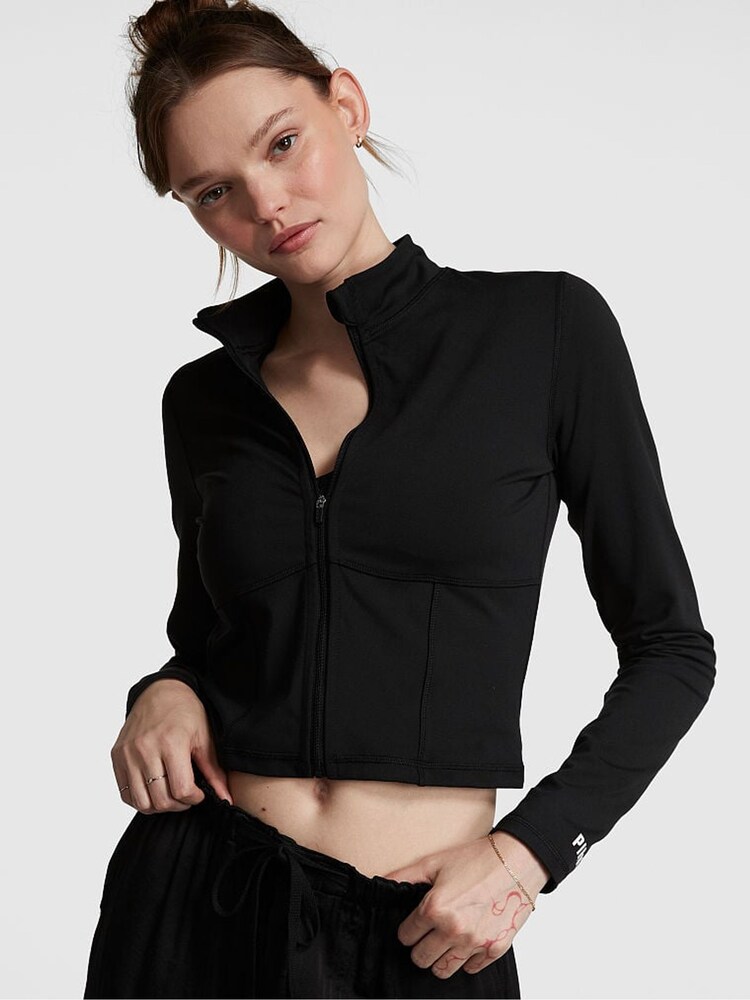 Victoria's Secret PINK Pure Black Active Full Zip Jacket - Image 1 of 4