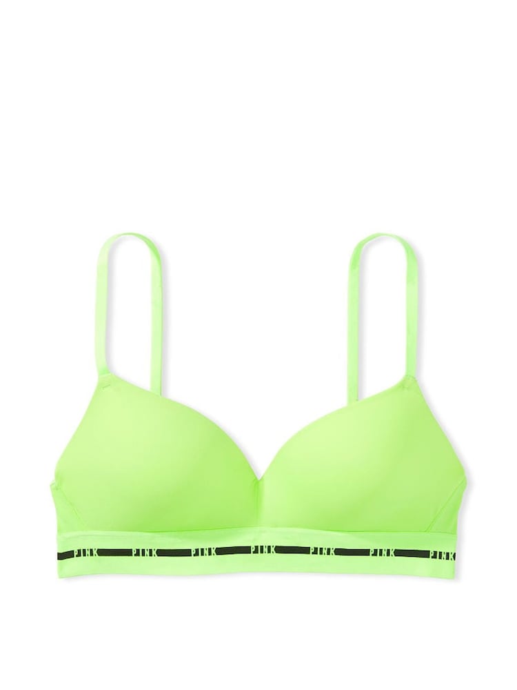 Victoria's Secret PINK Pop Lime Green Smooth Non Wired Push Up Smooth T-Shirt Bra - Image 3 of 3