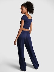 Victoria's Secret PINK Midnight Navy Blue Satin Parachute Trousers - Image 2 of 3
