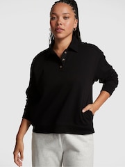Victoria's Secret PINK Pure Black Polo Sweatshirt - Image 1 of 3