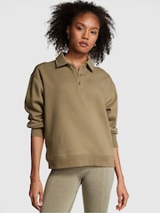 Victoria's Secret PINK Dusted Olive Green Polo Sweatshirt - Image 1 of 1