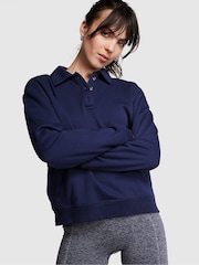 Victoria's Secret PINK Midnight Navy Blue Polo Sweatshirt - Image 1 of 3