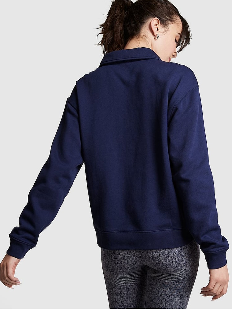 Victoria's Secret PINK Midnight Navy Blue Polo Sweatshirt - Image 2 of 3