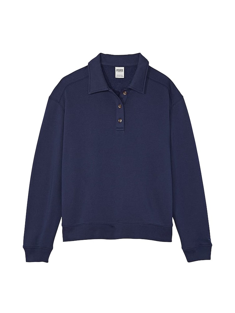 Victoria's Secret PINK Midnight Navy Blue Polo Sweatshirt - Image 3 of 3