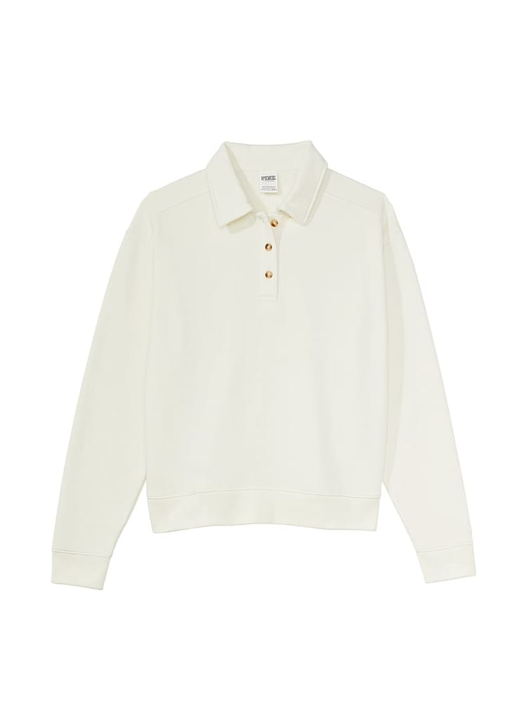 Victoria's Secret PINK Cream Polo Sweatshirt - Image 3 of 3 Victoria's Secret PINK Cream Polo Sweatshirt - Image 3 of 3