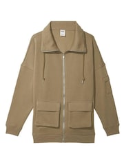Victoria's Secret PINK Dusted Olive Green Oversized Cargo Pocket Full Zip Jacket - Image 3 of 3