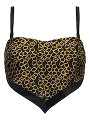 Pour Moi Black/ Gold Strapless Casablanca Underwired Removable Straps Scarf Top - Image 4 of 5