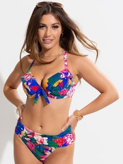 Pour Moi Blue Fold Over Antigua Bikini Brief - Image 1 of 5