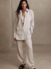 Banana Republic Beige The Oversized Linen Shirt - Image 1 of 2