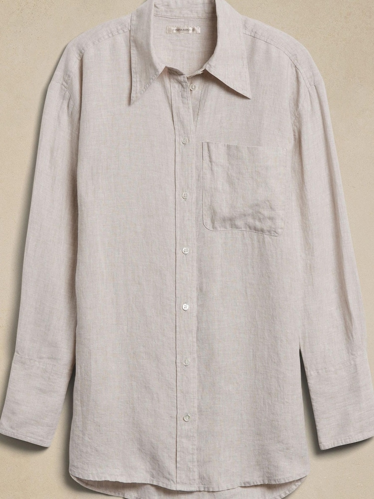 Banana Republic Beige The Oversized Linen Shirt - Image 2 of 2