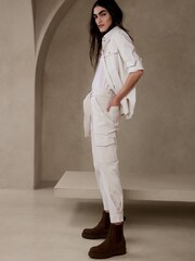 Banana Republic White Slim Refined Stretch Cargo Trousers - Image 3 of 4