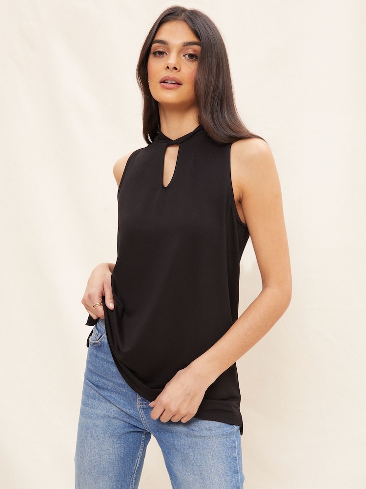 Friends Like These Black Twist Neck Sleeveless Tunic - Image 1 of 4