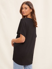 Friends Like These Black Criss Cross Short Sleeve V Neck Tunic Top - Image 2 of 4