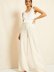 Friends Like These Ivory White Satin Scoop Neck Shell Top - Image 3 of 4