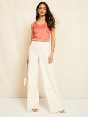 Friends Like These Coral Pink Satin Scoop Neck Shell Top - Image 3 of 3