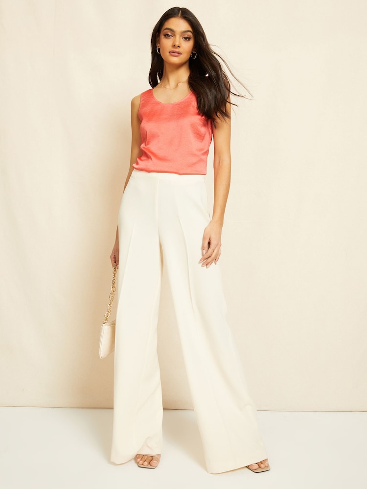 Friends Like These Coral Pink Satin Scoop Neck Shell Top - Image 3 of 3