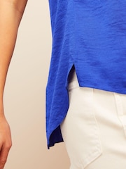 Friends Like These Cobalt Blue Satin Scoop Neck Shell Top - Image 4 of 4