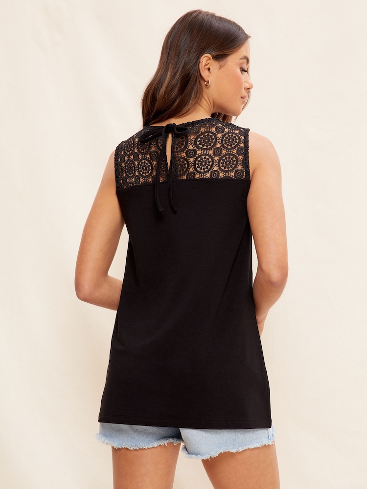 Friends Like These Black Crochet Sleeveless Tunic Top - Image 2 of 4 Friends Like These Black Crochet Sleeveless Tunic Top - Image 2 of 4