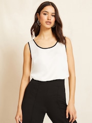 Friends Like These White Satin Scoop Neck Shell Top - Image 1 of 4