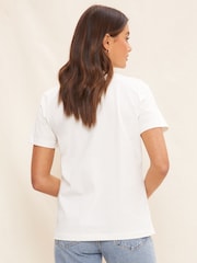 Friends Like These White Round Neck Heart Embroidered T-Shirt - Image 2 of 4