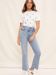 Friends Like These White Round Neck Heart Embroidered T-Shirt - Image 3 of 4
