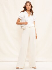 Friends Like These White Ruffle Front Puff Sleeve Blouse - Image 3 of 4