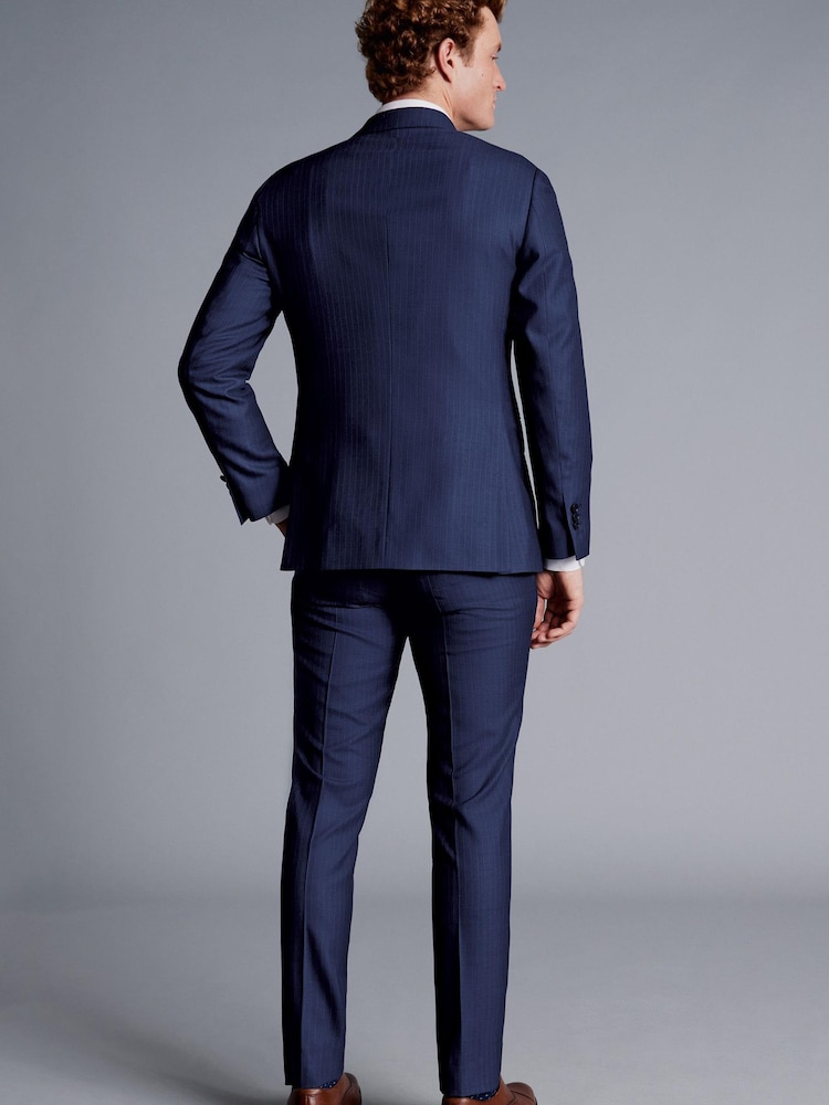 Charles Tyrwhitt French Blue Slim Fit Ultimate Performance Stripe Suit Trouser - Image 4 of 4