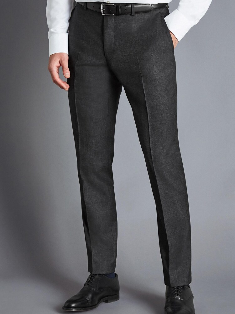 Charles Tyrwhitt Charcoal Grey Slim Fit End On End Ultimate Performance Suit Trouser - Image 1 of 4