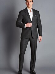 Charles Tyrwhitt Charcoal Grey Slim Fit End On End Ultimate Performance Suit Trouser - Image 3 of 4