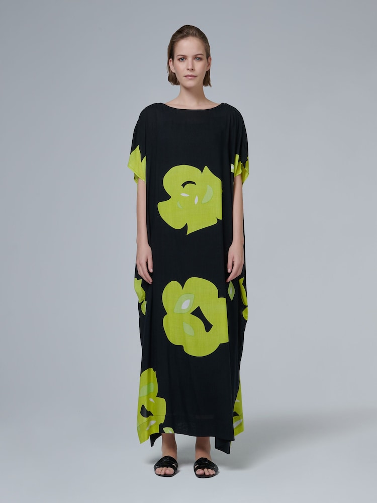 leem Black Printed Printed Kaftan - Image 1 of 6