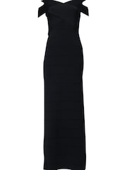 leem Black Open-Shoulder Knitted Midi Dress - Image 6 of 6