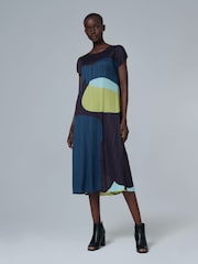 leem Grey Printed Plisse Midi Dress - Image 1 of 6