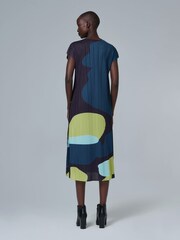 leem Grey Printed Plisse Midi Dress - Image 4 of 6