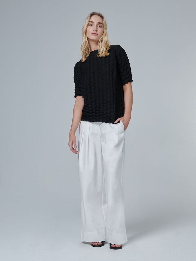 leem Black Plisse Top - Image 1 of 5
