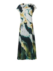 leem Green Water Marble Print Cowl Neck Midi Dress - Image 5 of 5