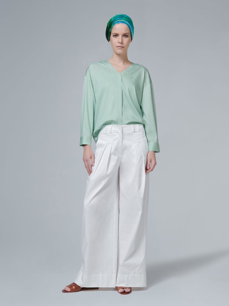 leem Blue Hooded Poplin Blouse - Image 1 of 4