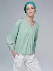 leem Blue Hooded Poplin Blouse - Image 3 of 4