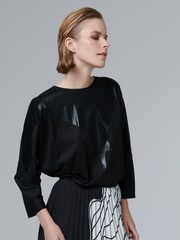 leem Black Foil Printed Batwing Sleeve Blouse - Image 5 of 6
