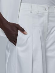 leem Cream Wide-Leg Pleated Trousers - Image 4 of 6