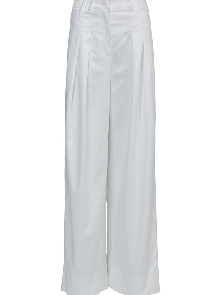 leem Cream Wide-Leg Pleated Trousers - Image 6 of 6