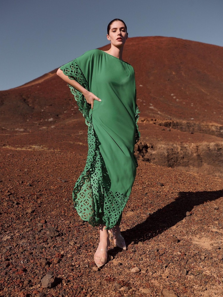 leem Green Laser-Cut Kaftan - Image 1 of 6