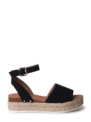 Schwarz - Linzi Luna Zweiteilige Sandalen aus Nubukleder mit Plateau-Keilabsatz im Espadrille-Stil - Bild 3 von 5