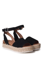 Schwarz - Linzi Luna Zweiteilige Sandalen aus Nubukleder mit Plateau-Keilabsatz im Espadrille-Stil - Bild 4 von 5