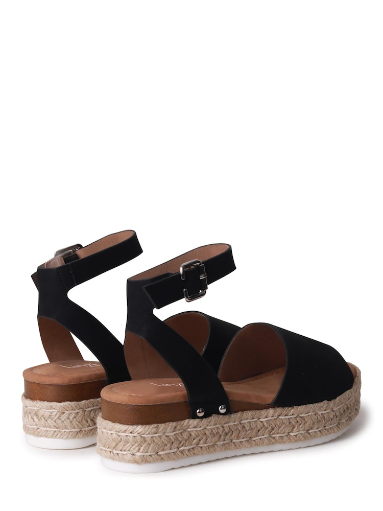 Schwarz - Linzi Luna Zweiteilige Sandalen aus Nubukleder mit Plateau-Keilabsatz im Espadrille-Stil - Bild 5 von 5