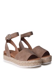 Taupe - Linzi Luna Zweiteilige Sandalen aus Nubukleder mit Plateau-Keilabsatz im Espadrille-Stil - Bild 4 von 5