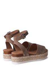 Taupe - Linzi Luna Zweiteilige Sandalen aus Nubukleder mit Plateau-Keilabsatz im Espadrille-Stil - Bild 5 von 5