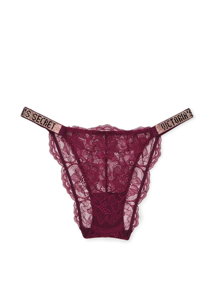 Victoria's Secret Kir Red Shine Strap Lace Bikini Knickers - Image 3 of 3