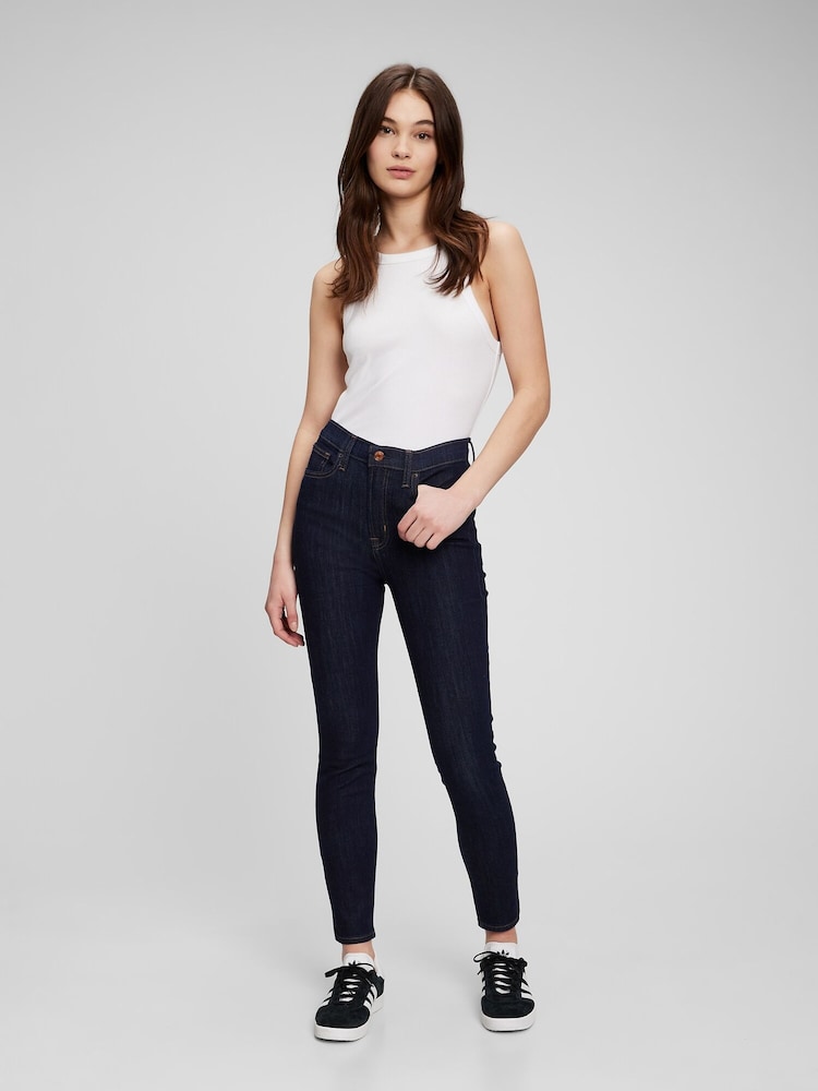 Albastru indigo închis - Gap Talie înaltă Mulați/Elastici Blugi skinny - Image 3 of 6